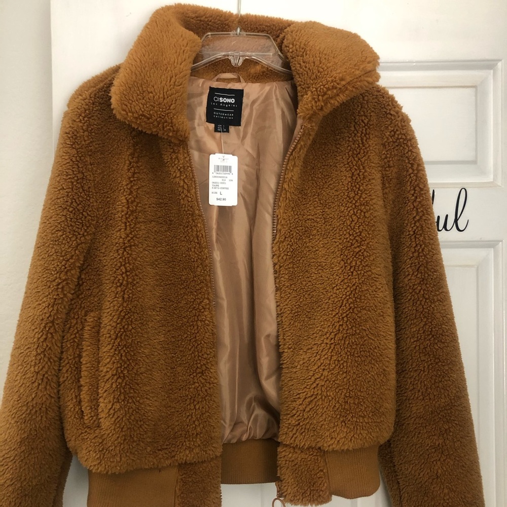 Brown Teddy Sherpa jacket, large